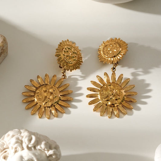 Boucles d'Oreilles "Tournesol Doré"