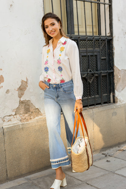 Chemise Blanche Flowers Colors