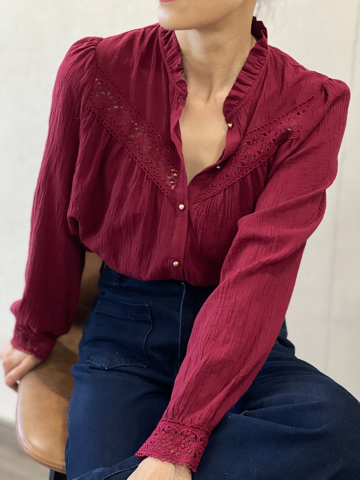 Chemise Féminine Dentelle Bohème