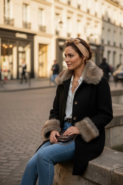 Manteau Laine Col Fourrure