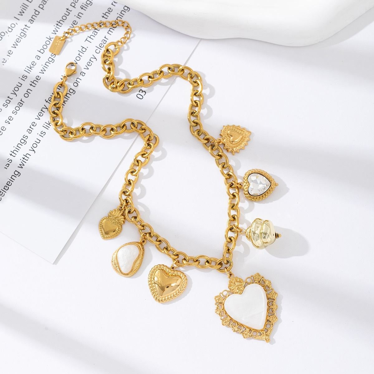 Collier Charms Coeur Doré