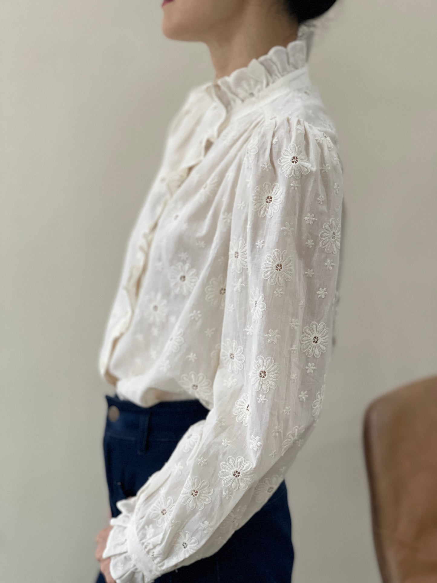 Chemise Coton Broderie Florale