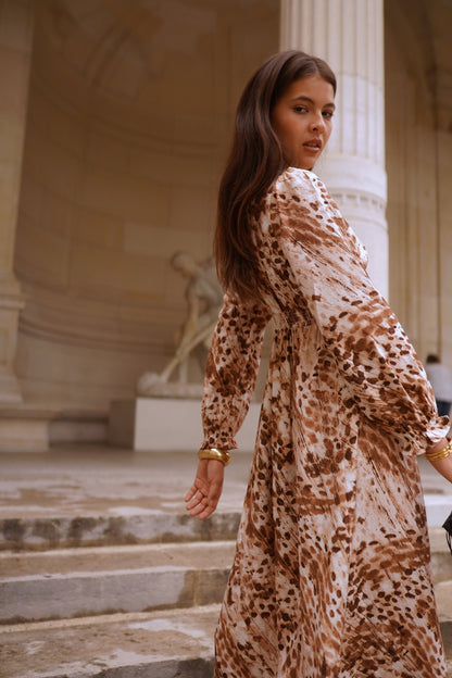 Robe Longue Imprimée Marron
