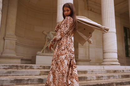Robe Longue Imprimée Marron