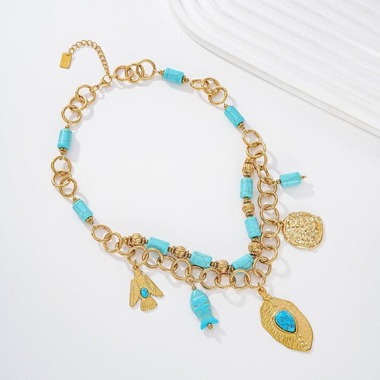 Collier Turquoise Doré