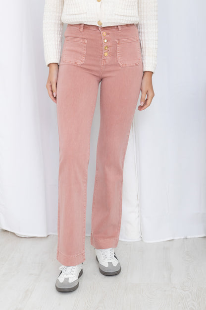 Jean Taille Haute à Boutons