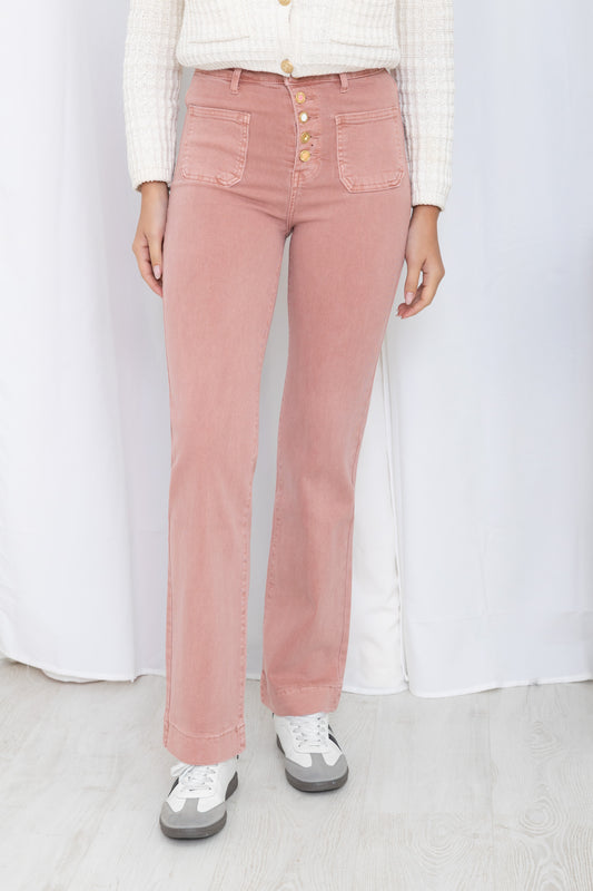 Jean Taille Haute à Boutons