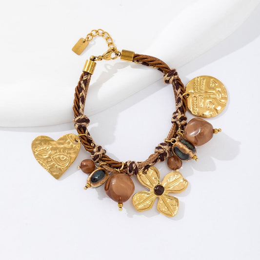 Bracelet Doré et Perles