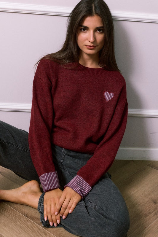 Pull Bordeaux Coeur