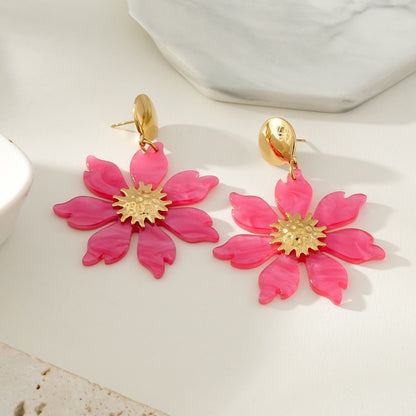 Boucles d'Oreilles Florales Nacrées