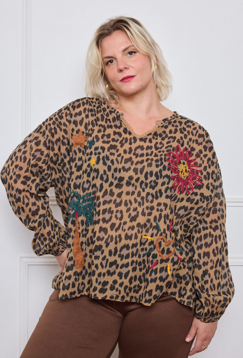 Blouse Léopard Coton - TU du 44 au 50