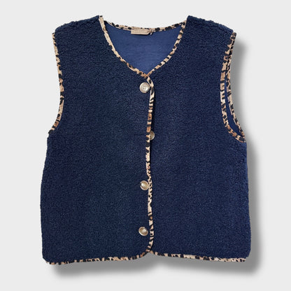 Gilet Cosy bordure léopard