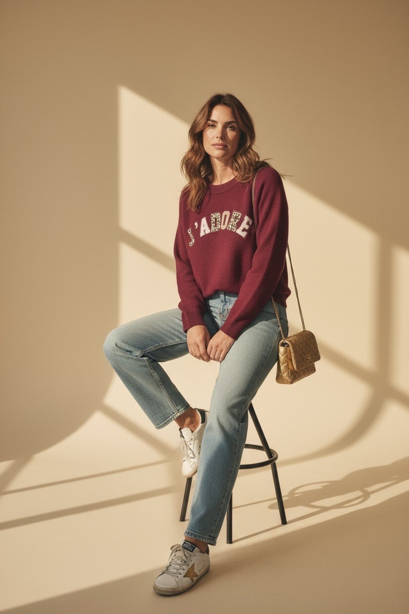 Pull J'Adore Bordeaux