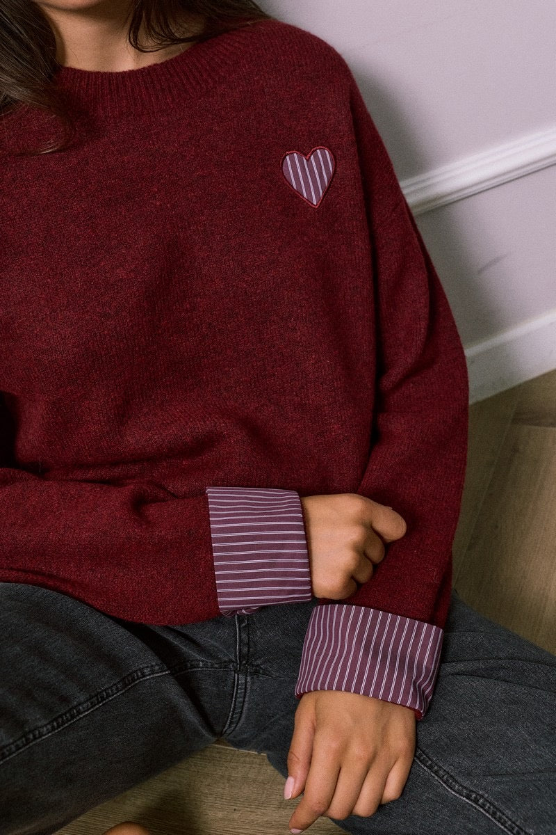 Pull Bordeaux Coeur