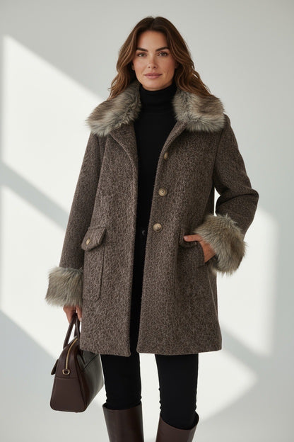 Manteau Laine Col Fourrure