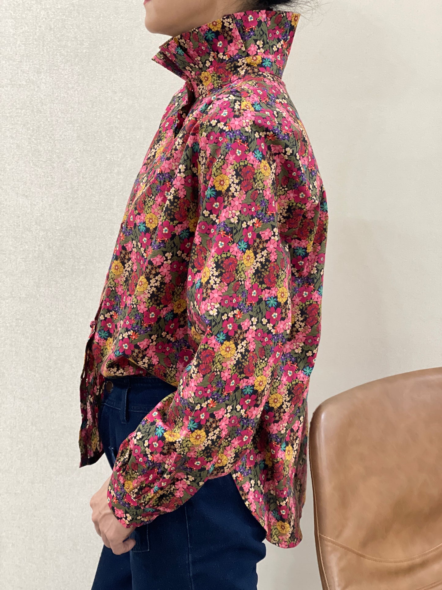 Chemise Col Montant Fleurie