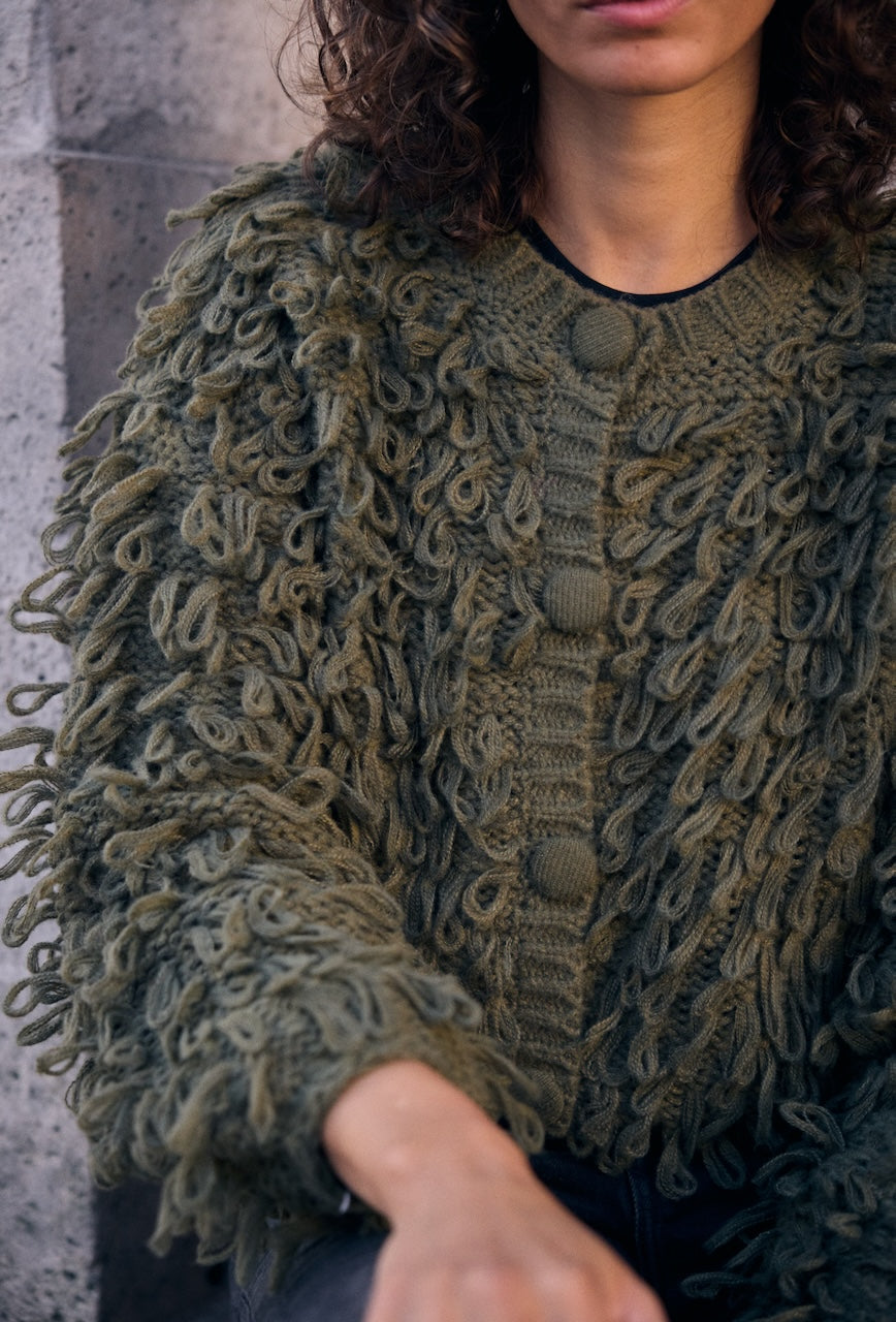Gilet Bouclette Prune ou Kaki