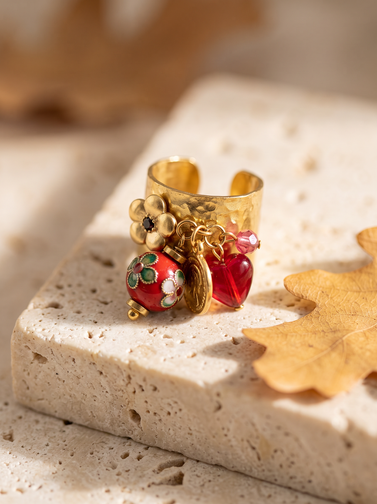 Bague Pampilles Perle - Rouge Doré