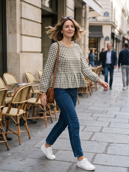 Blouse Aliénor - Vichy Kaki