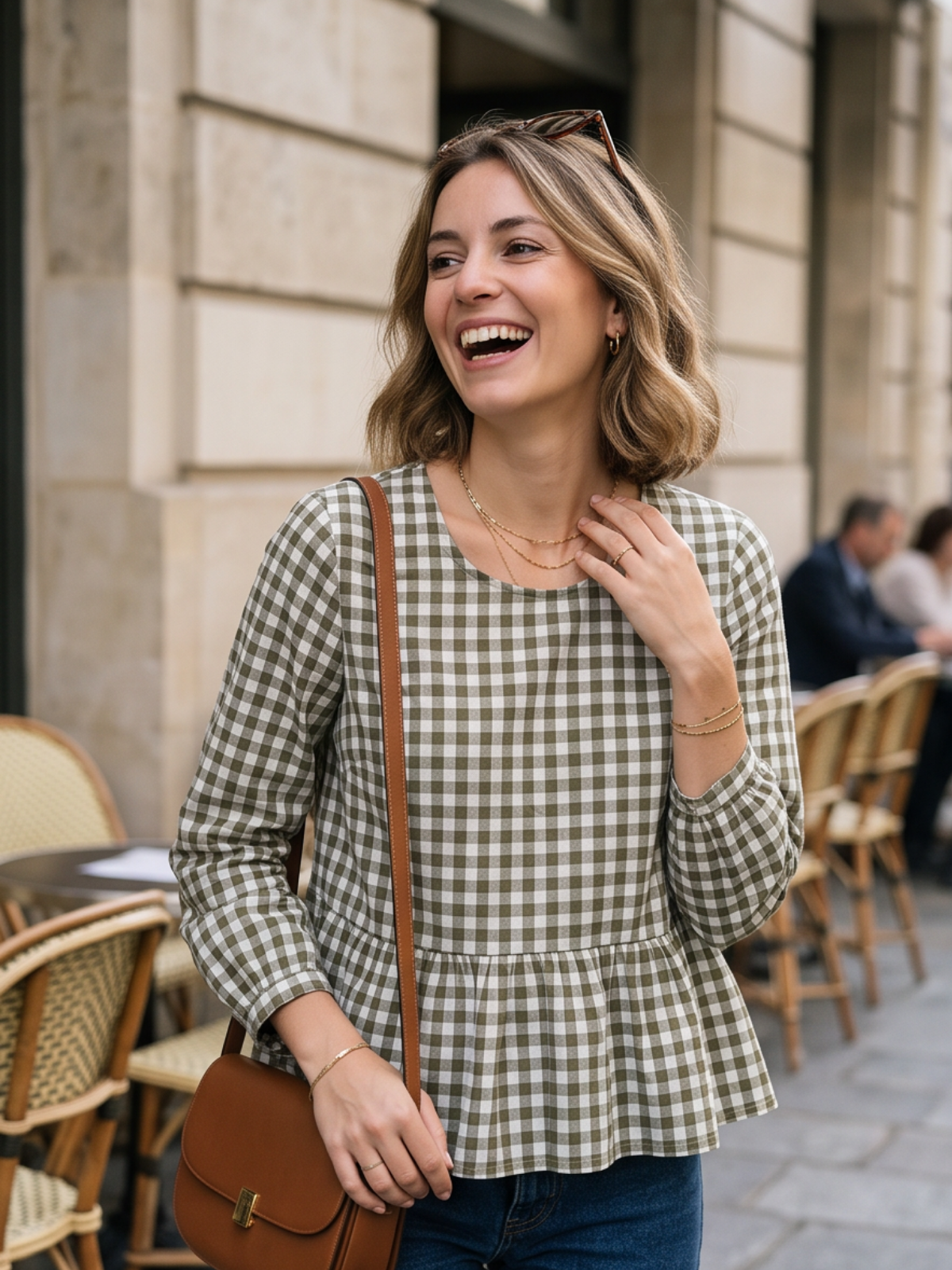 Blouse Aliénor - Vichy Kaki
