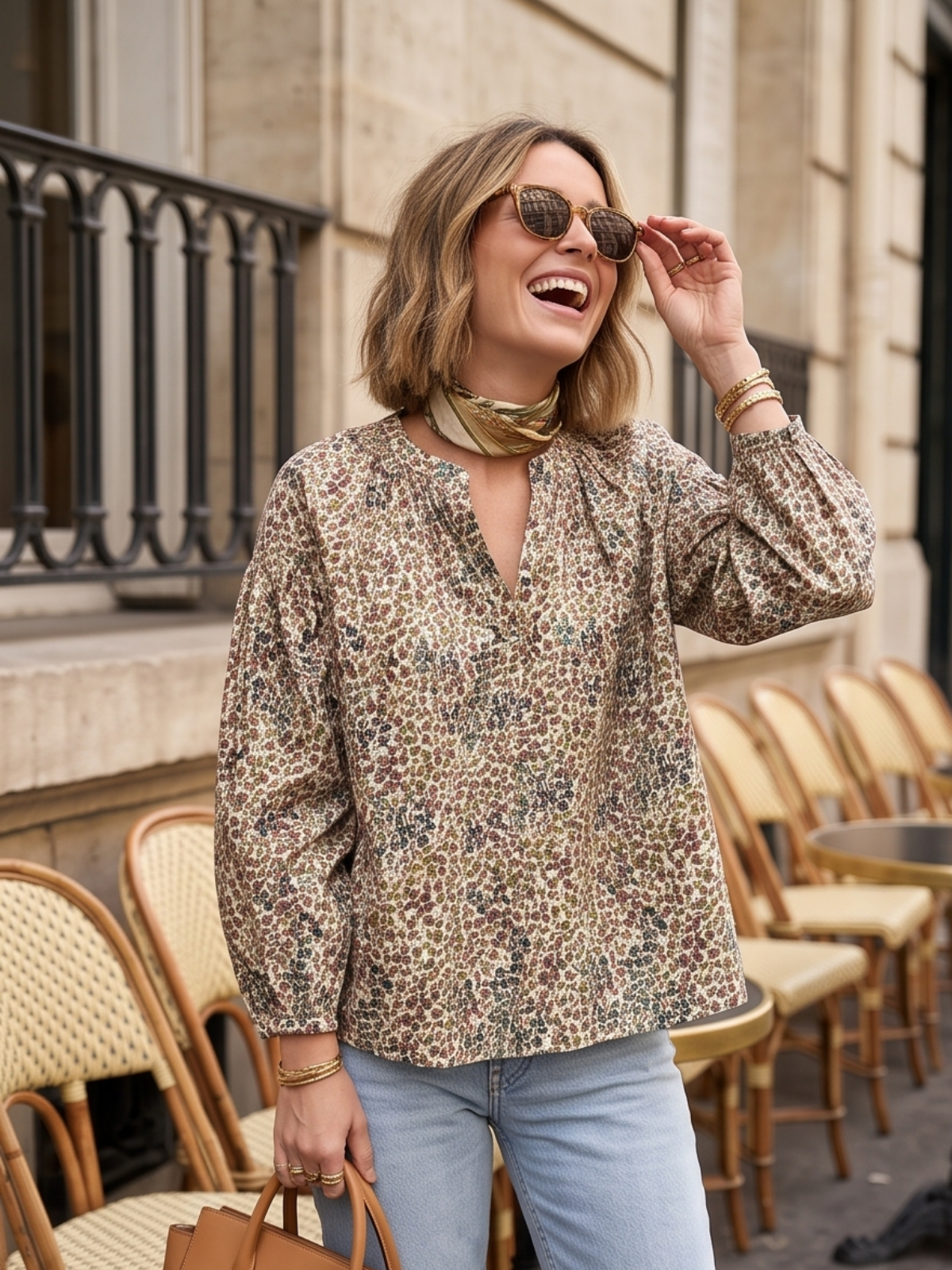 Blouse Bérangère - Fleurie Beige