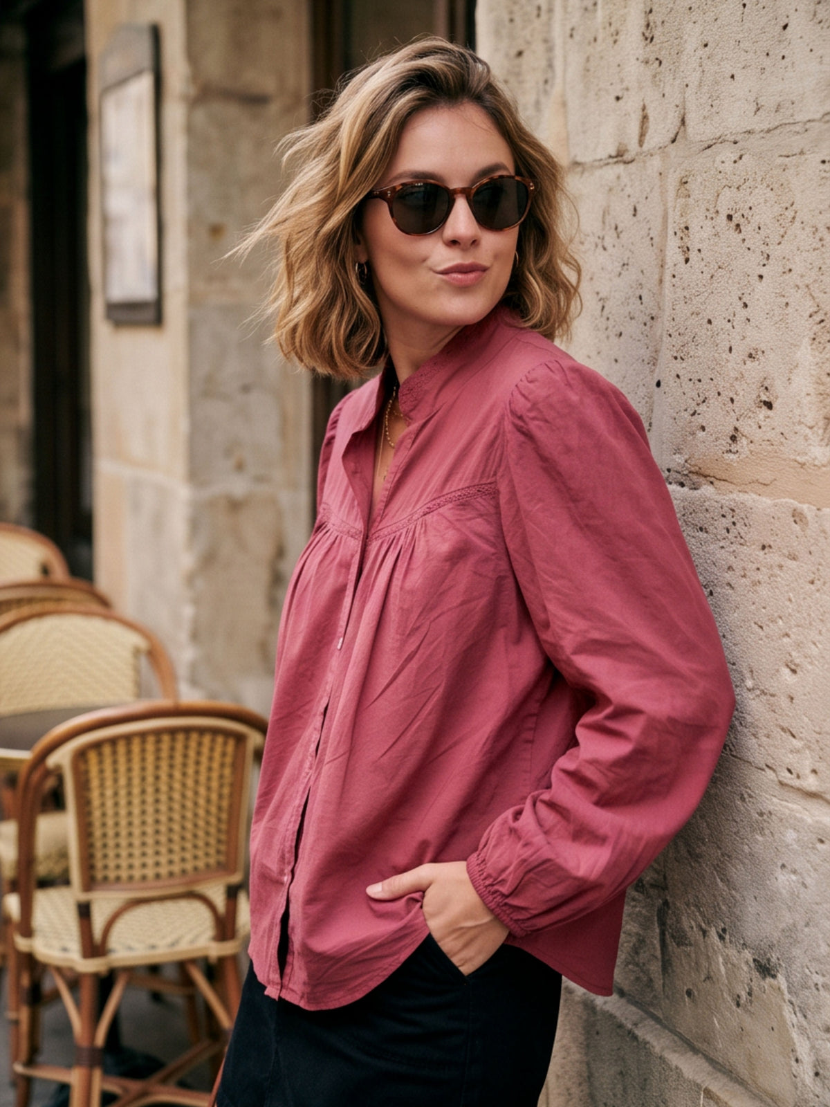 Blouse Cassiopée - Col Mao