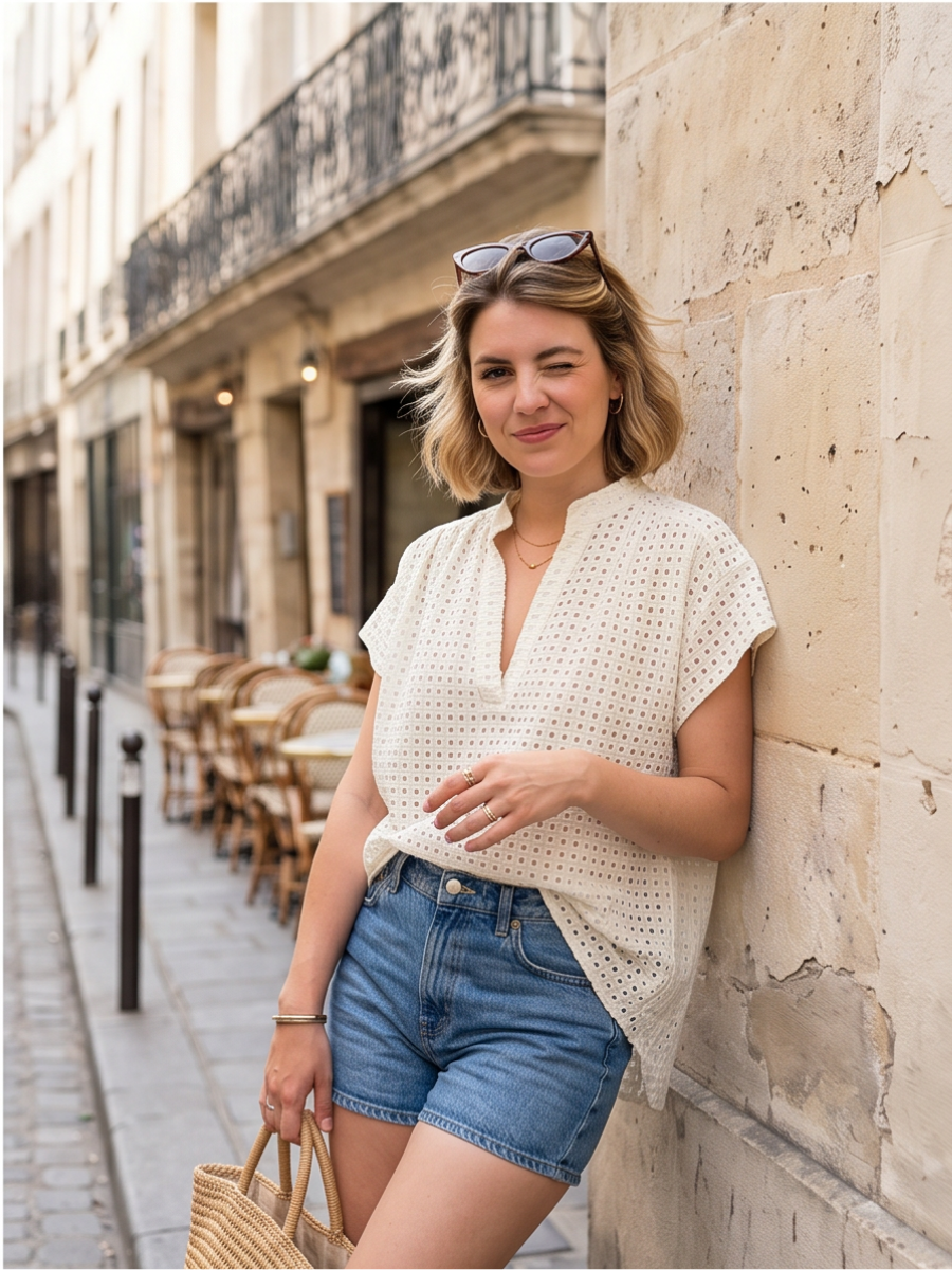 Blouse Clara - Écru Texturée