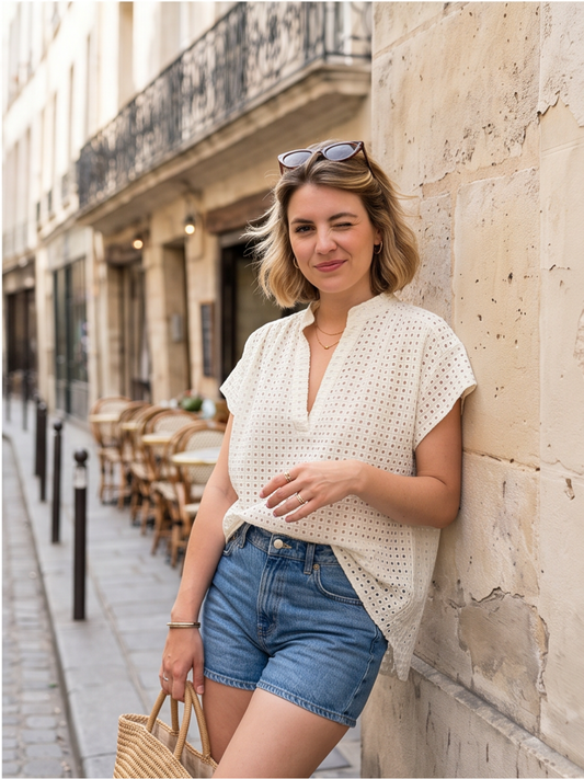 Blouse Clara - Écru Texturée