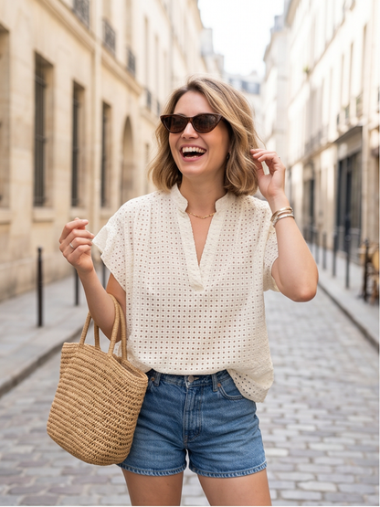 Blouse Clara - Écru Texturée