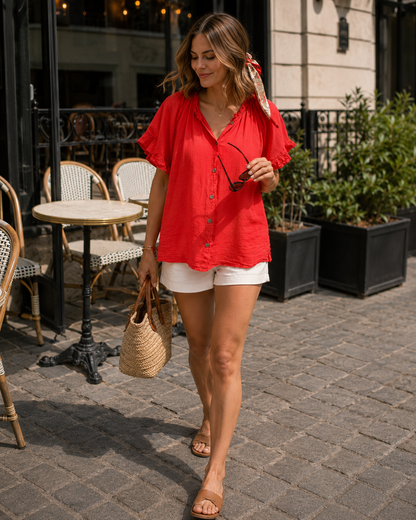 Blouse Col Froncé