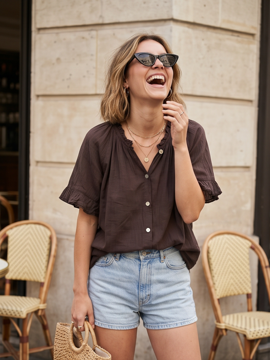 Blouse Col Froncé