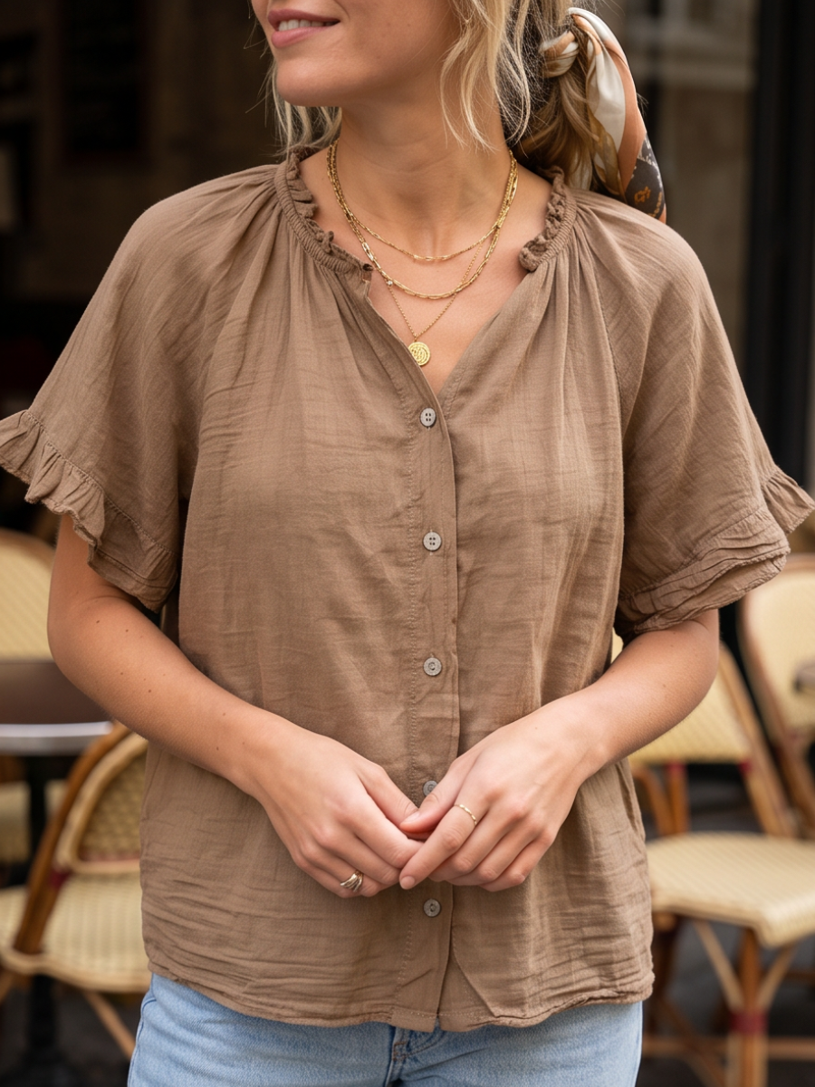 Blouse Col Froncé
