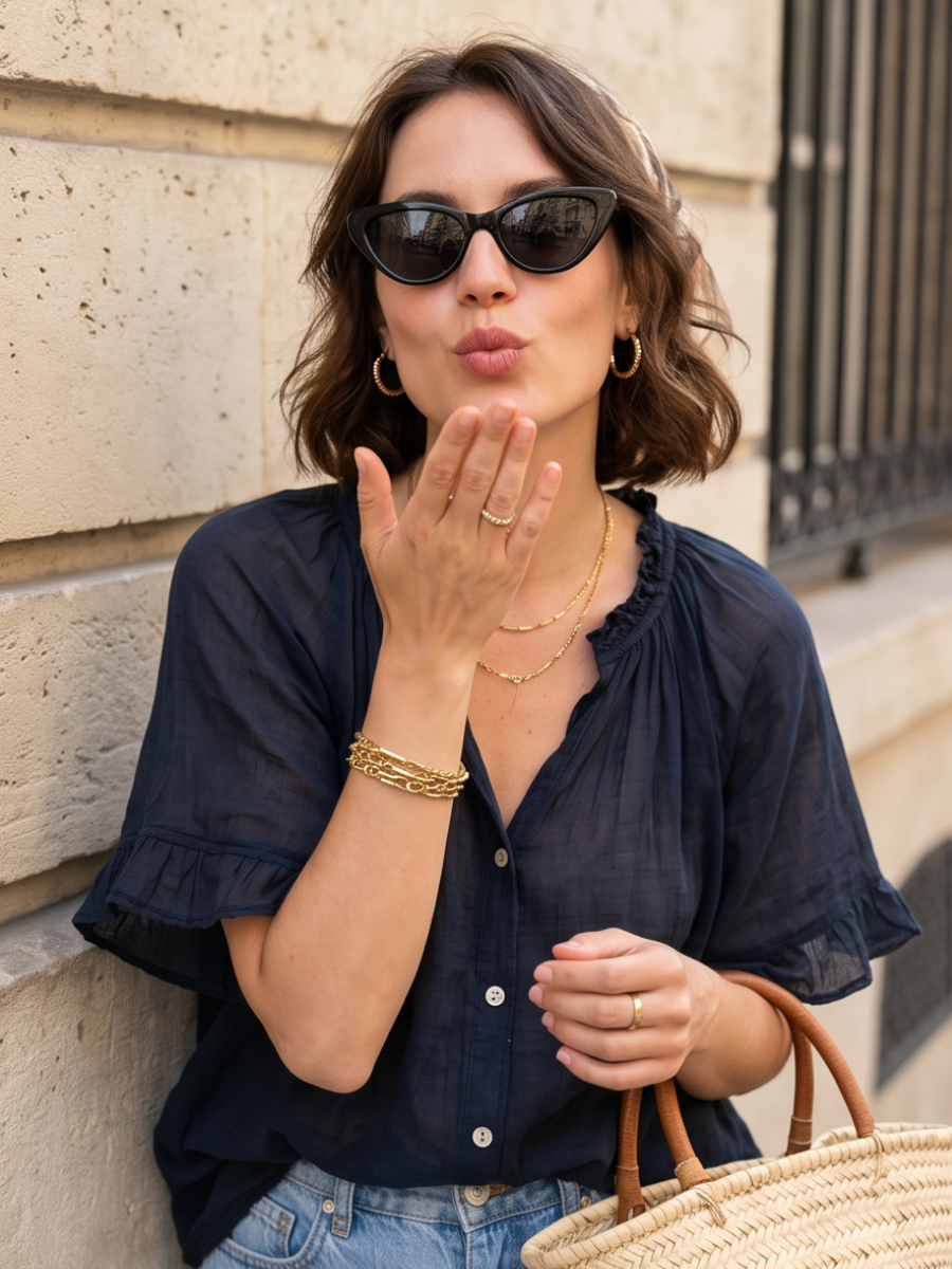 Blouse Col Froncé