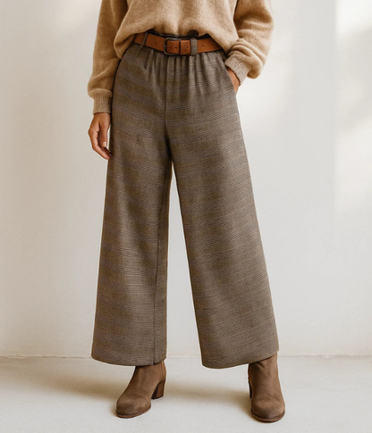 Pantalon Carreaux Taupe