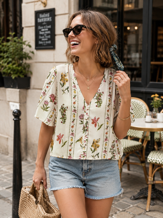 Blouse Courte Fleurie