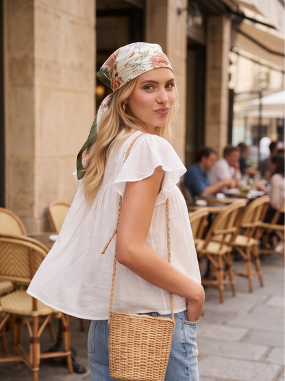 Blouse Elise - Blanche empiècements dentelle