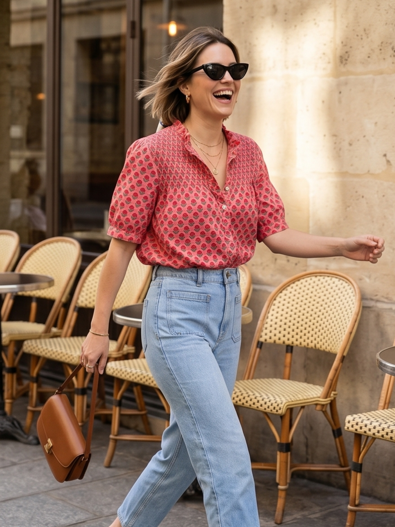 Blouse Florale Rouge