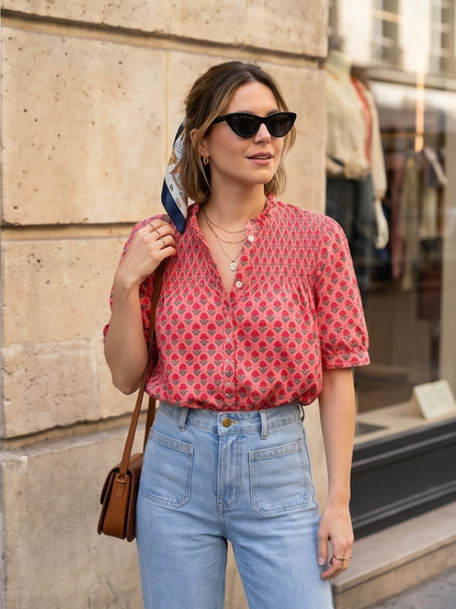 Blouse Florale Rouge
