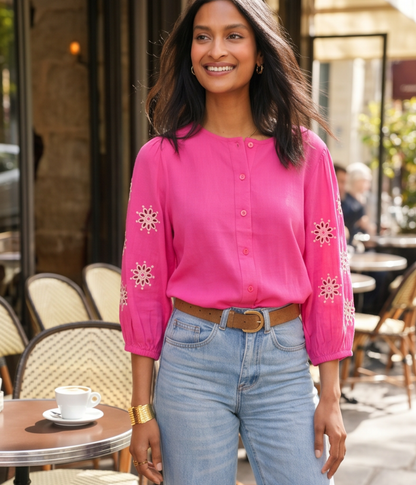 Blouse Fuchsia Brodée