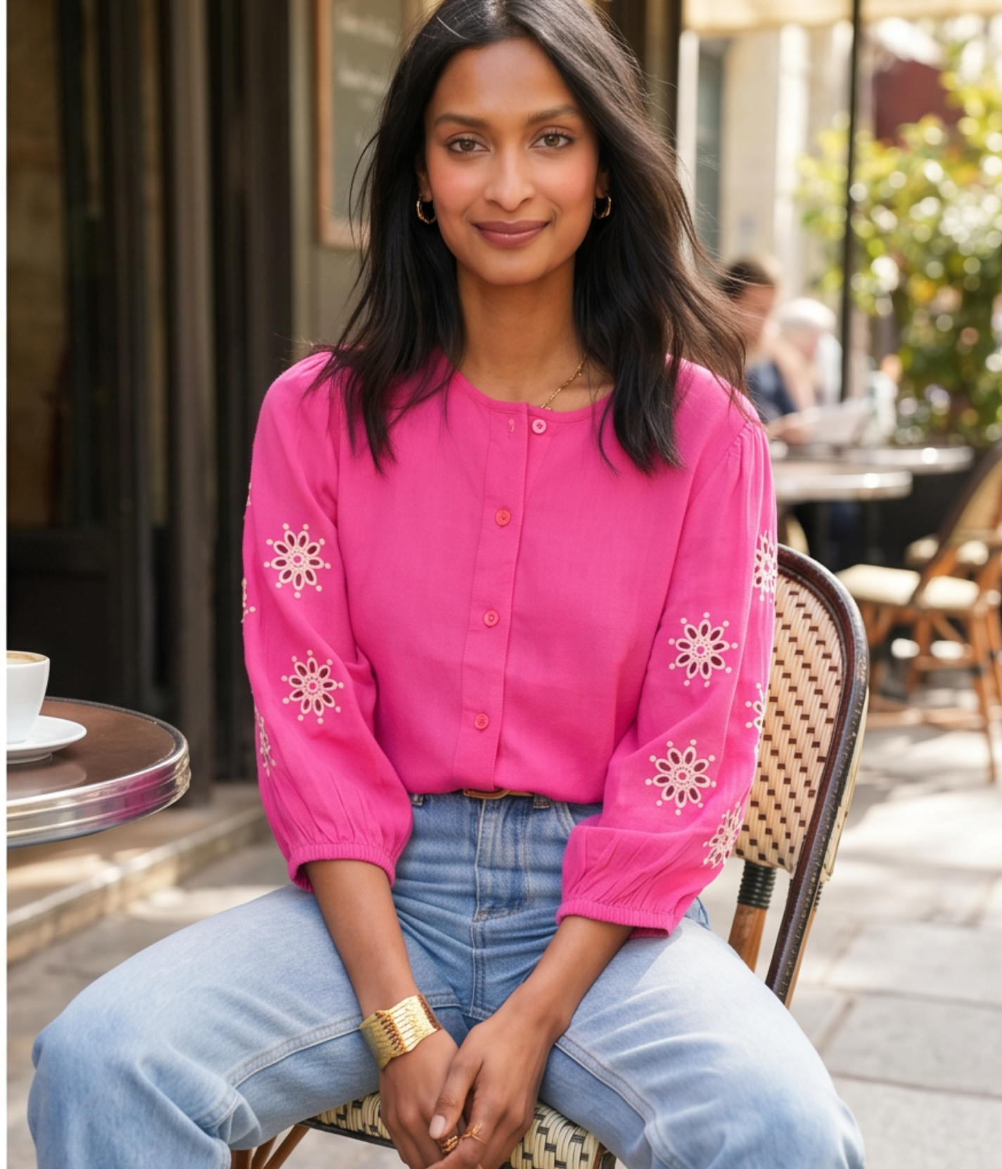 Blouse Fuchsia Brodée
