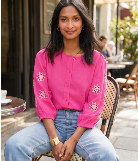 Blouse Fuchsia Brodée