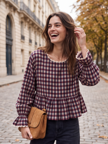 Blouse Lison - Vichy Prune
