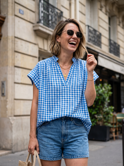 Blouse Maëlle - Vichy Bleu