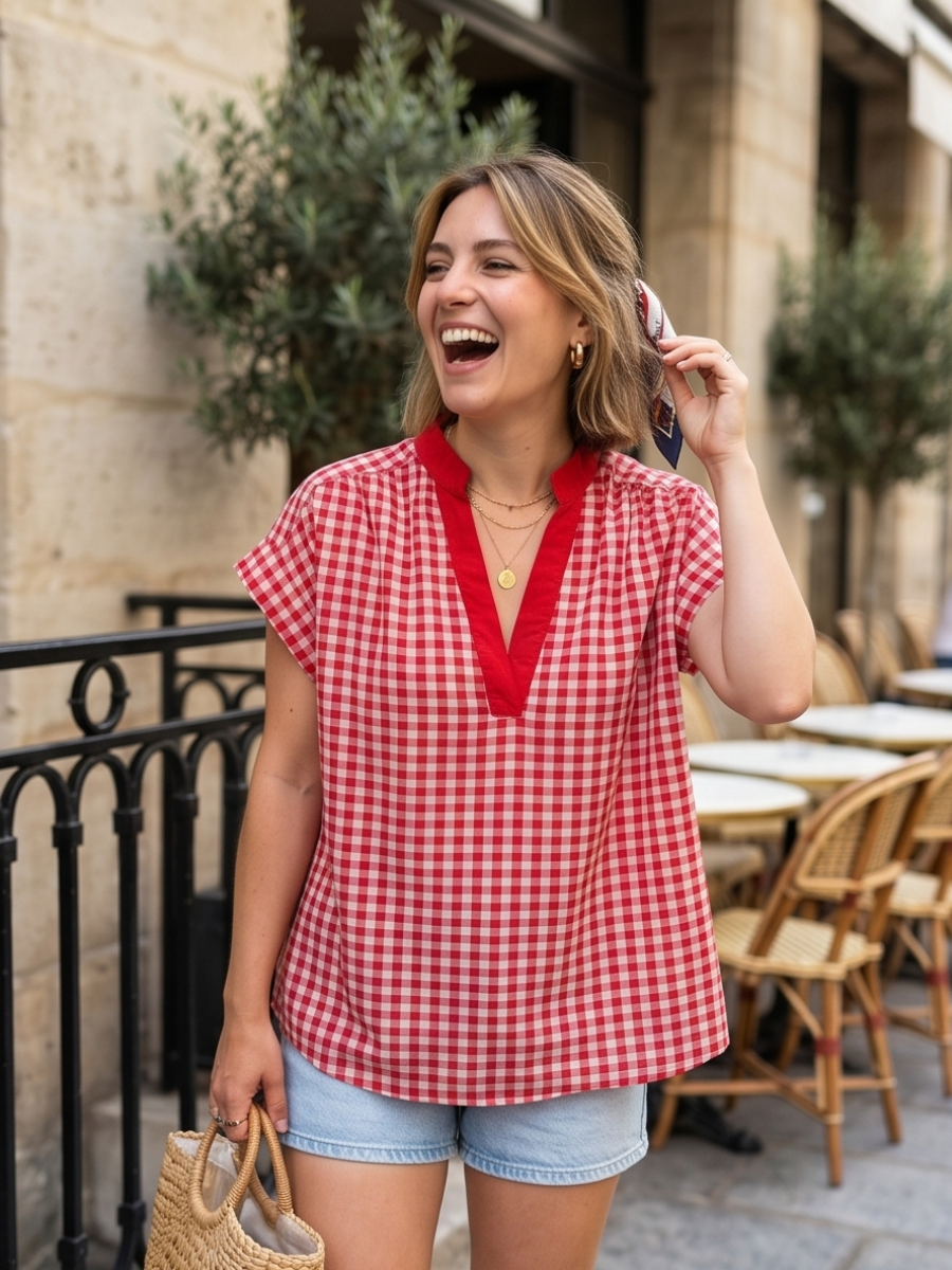 Blouse Manon - Carreaux Rouges
