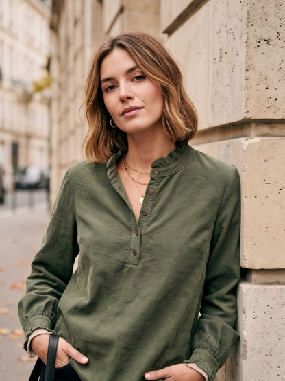 Blouse Olympe - Velours Côtelé Col Volanté