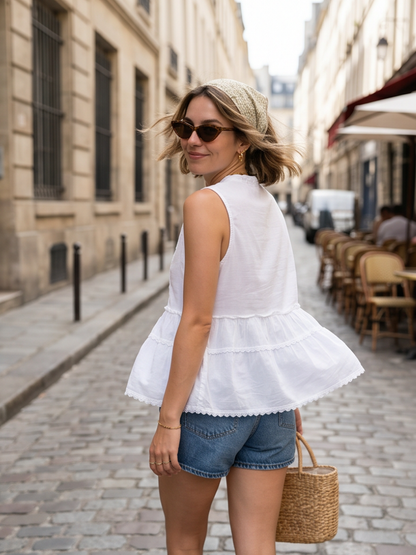 Blouse Pauline - Rouille et blanc