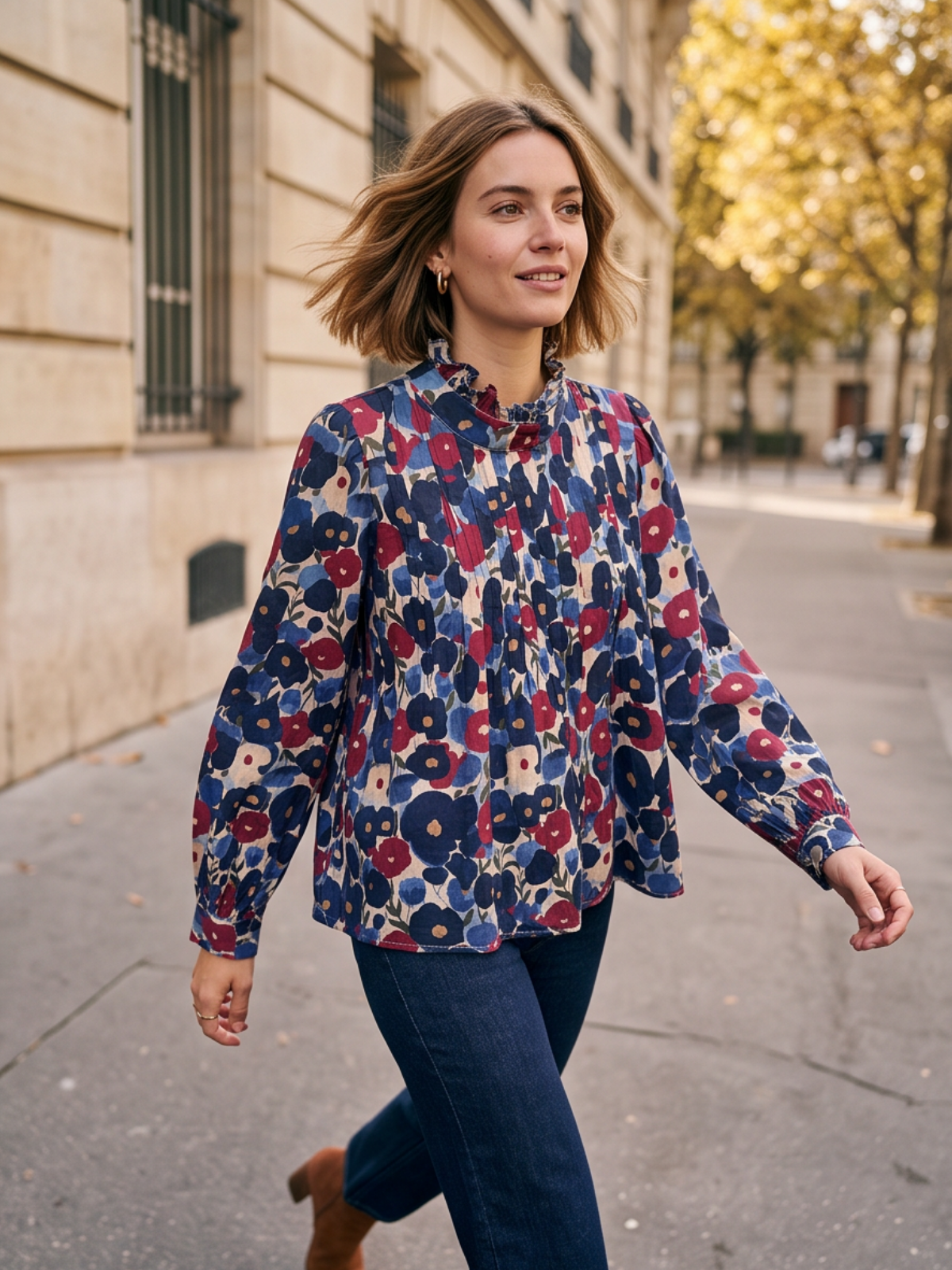 Blouse Philomène - Imprimé Fleuri Col Volanté