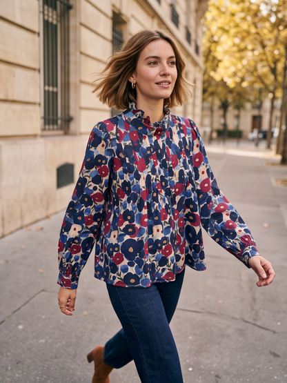 Blouse Philomène - Imprimé Fleuri Col Volanté