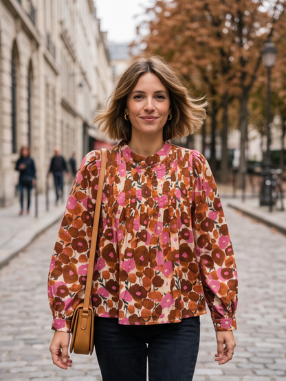 Blouse Philomène - Imprimé Fleuri Col Volanté