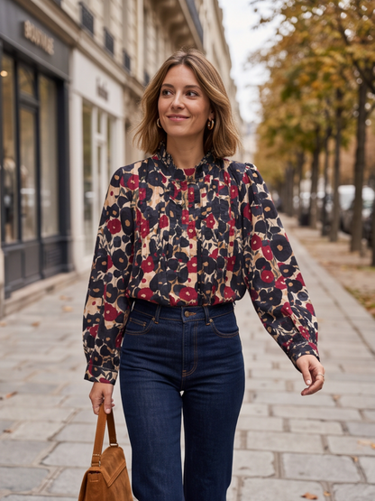 Blouse Philomène - Imprimé Fleuri Col Volanté